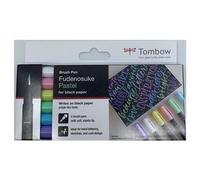 [WS-BS-6P] Tombow Set de 6 feutres Brush Fudenosuke pastel pour papier noir