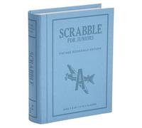 WS Game Company Scrabble for Juniors Edition Bibliothèque vintage - Planche double face grandit avec votre enfant - Rangement de livres enveloppé de tissu pour enfants de 5 ans et plus