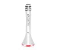 WS - Micro Karaoké Haut Parleur - Bluetooth - Nomade - 680078MIN - Argenté - Sans Fil - Musique - Lumière LED - Microphone Portable - Chant - Enfant - Adulte - Dansing - Ipad - Iphone - Android