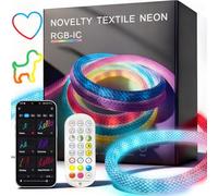 WS2811 360 Degrés Rond Néon LED Bande avec contrôleur, RGB Nylon Flexible étanche LED Bande, APP et Télécommande, Synchronisation de la Musique, Mode Minuterie, Pour Chambre, Salle de Jeux, Fête (3m)