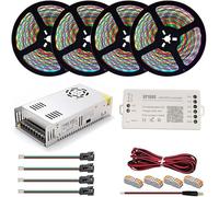 WS2812B WS2812 IndividuaIIy AddressabIe Barre lumineuse LED RVB, 20 m, DC5 V, transformateur LED, bloc d'alimentation, contrôle WiFi SP108E (IP30 non étanche, 30 LED/m noir PCB)