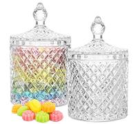 WSAMJIN 2 Pièces Bocal à Bonbons en Cristal, 300 ml Bonbonnière de Bonbons Sucrés avec Couvercles Bocal à Bonbons en Cristal Bocaux de Stockage en Verre Transparent pour Bonbons Aliments