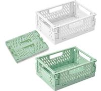 WSAMJIN 2 Pièces Grand Caisses Rangement Pliables Plastique, Paniers de Rangement Empilables Boîtes Pliantes Pliables Panier en Plastique Pliable pour La Cuisine, La Chambre, Le Bureau - 30×20×12 cm