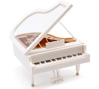 WSAMJIN Boîte à Musique Piano Mini à Remonter pour Filles - Mélodie Classy pour Noël, Anniversaire, Saint Valentin (Blanc)