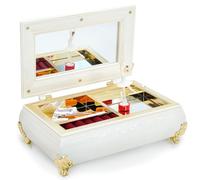 WSAMJIN Boîte à Musique Rotative avec Miroir, Ballerine Boîte à Bijoux Musicale à Remonter Classique pour Noël, Anniversaire, Saint Valentin (Blanc Perle)