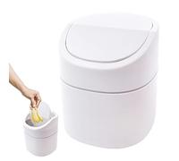 WSAMJIN Mini poubelle en plastique avec couvercle - Petite poubelle pour salle de bain, bureau, table ou table basse - Élimination des ronds en coton, des éponges de maquillage, des tissus - 2 litres