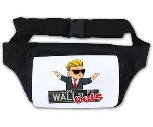 WSB GME Wall Street Bets Wallstreetbets Sac banane avec logo Blanc