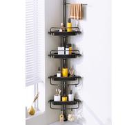WSBArt Étagère de douche antirouille avec 4 étagères réglables avec poteau de tension et grande capacité pour baignoire, shampooing, accessoires, 98,6 à 311,7 cm