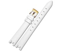 Wscebck Bracelet de Montre en Cuir véritable pour Anne Klein Bracelet de Montre Notch AK Girl Simple Ceinture élégante Petit Cadran rétro Bracelet de Montre Blanc (Couleur : White-Steel, Taille : 12
