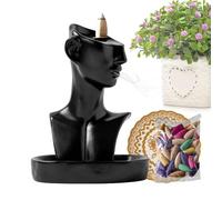 Wscwl Porte-Encens Visage,Tête Porte-Encens - Porte-encens Statue Demi-tête en céramique,Porte-encens à Reflux, Statue de Visage, décor Demi-tête pour bâtons et cônes