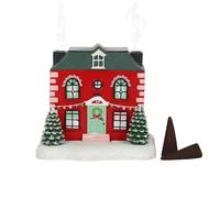 WSD Brûleur d'encens CR_01320 | Maison de Noël | 13 x 13 x 12 cm | Rouge