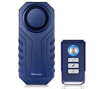 WSDCAM Alarme de vélo sans fil 113dB avec détecteur de mouvement anti-vol et vibrations, système d'alarme de sécurité pour véhicule, étanche, alarme de vélo avec télécommande, bleu