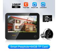 Wsdcam Smart 3MP Mini judas numérique porte caméra sans fil WiFi infrarouge IR PIR détection de mouvement visionneuse numérique sonnette - Type doorbell 64G