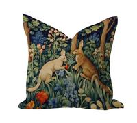 WSDESDEC Housse de coussin respirante 40,6 x 40,6 cm, motif lapin, lièvres de forêt, lapin, lapin, élégant, taie d'oreiller carrée en lin pour terrasse, canapé, extérieur