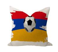 WSDESDEC Housse de coussin rustique 40,6 x 40,6 cm sur le thème du football de l'Arménie - Décoration printanière - Solide - Drapeau du monde - Festival international - Coton et lin - Pour tente