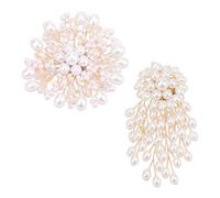 WSDMAVIS Lot de 2 broches en forme de fleur de simulation pour femme, élégant motif floral, strass, accessoire de costume de mariage pour costumes, robes, Medium, Zinc, Pas de gemme