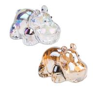 WSDMAVIS Lot de 2 jolies figurines d'hippopotame en cristal - Presse-papiers en verre pour la maison et le bureau - Statue unique à collectionner