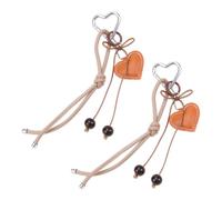 WSDMAVIS Lot de 2 porte-clés tendance en cuir avec nœud en forme de cœur pour téléphone portable et sac à main pour femme