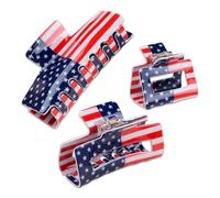 WSDMAVIS Lot de 3 pinces à cheveux élégantes en acrylique, rouge, blanc, bleu, tendance patriotique en acrylique, drapeau américain, étoiles, pinces à cheveux pour le jour de l'indépendance du 4