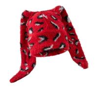 Wsdsgz Bonnet tricoté en acrylique imprimé léopard à pois pour la chaleur hivernale unisexe adulte enfant accessoire de mode en acrylique léopard pois chapeau pour usage quotidien, Rouge, taille