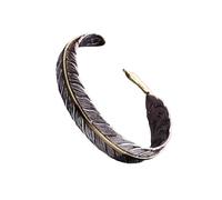 Wsdsgz Bracelet jonc unisexe avec plumes style vieilli - Cadeau ethnique - Fait à la main - Bijou vintage en plumes vieillies