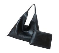 Wsdsgz Ensemble sac à bandoulière souple et portefeuille assorti en cuir synthétique pour femme, grand sac à main pour tous les jours, sac à main de voyage décontracté, Noir , One Size