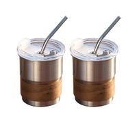 Wsdsgz Lot de 2 tasses de voyage antirouille à double paroi 304 - Design fin anti-fuite pour les trajets et le camping - Anti-oxydation