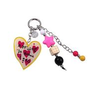 Wsdsgz Porte-clés en perles personnalisable pour sac à main, bagages, cœur, étoile pour femme, adolescente, amoureuse, porte-clés en forme de cœur, E, taille unique
