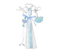 Wsdsgz Porte-clés esthétique avec nœuds en ruban, pendentif pour sac, porte-clés, ornement à suspendre pour femme, accessoires de sac, bleu