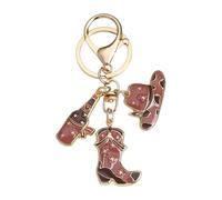 Wsdsgz Rétro Western Boot Hat Keychain Pratique Alliage Sac Décoration Cadeau Téléphone Charm Fashion Keychain Cowboy Boot Accessoire, marron, One Size