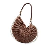 Wsdsgz Sac à bandoulière assorti pour femme, coquillages tissés à la main, sac à main tendance, messagers conques, bandoulière tendance, sac à main élégant, coquillages tissés à la main, café, One
