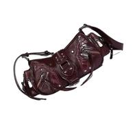 Wsdsgz Sac à bandoulière élégant en cuir synthétique pratique et clous pour les trajets quotidiens et les fêtes, Rouge, One Size