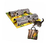 Wsdsgz Tapis tunnel interactif pour chat - Thème naturel - Pliable - Lavable en machine - 101,6 x 119,4 cm