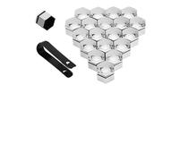 WSDUILA 20 Pièces Cache Ecrou pour Peugeot 307 307 CC 307 SW 308 308 CC 308 SW, Anti-poussière Couvercle de Jante placage Hexagonal Chrome Boulon,Silver-19mm