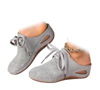 WSEVPWGF Chaussures en Cuir épais à Talons Compensés pour Femmes, Nouvelle Collection 2024 Sabots Orthopédiques avec Support De Voûte Plantaire, Chaussures Mules en Maille Respirante (40,Gris Clair)