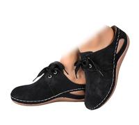 WSEVPWGF Chaussures en Cuir épais à Talons Compensés pour Femmes, Nouvelle Collection 2024 Sabots Orthopédiques avec Support De Voûte Plantaire, Chaussures Mules en Maille Respirante (41,Noir)