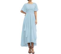 WSEYU Robe de mariée en mousseline de soie à manches courtes pour grand-mère formelle ZMKI475, bleu ciel, 42