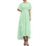 WSEYU Robe de mariée en mousseline de soie à manches courtes pour grand-mère formelle ZMKI475, vert menthe, 44