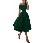 WSEYU Robe de soirée courte en satin avec poches pour adolescents, vert émeraude, 36