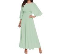 WSEYU Robe longue mère de la mariée marié pour mariage en mousseline de soie formelle robes de grand-mère avec ceinture ZM123, vert sauge, 44