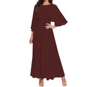 WSEYU Robe longue mère de la mariée marié pour mariage en mousseline de soie formelle robes de grand-mère avec ceinture ZM123, bordeaux, 50 Grande taille