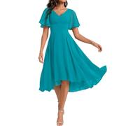 WSEYU Robes de demoiselle d'honneur pour femme avec longueur genou en mousseline de soie A-line robes de soirée Jade UK16