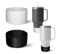 WSGALARY Lot de 2 bottes de protection en silicone pour gobelet Yeti Rambler de 590 ml, 708,7 ml, 880,5 g/992,2 g, protection antidérapante en silicone pour gobelet Yeti [noir + blanc]