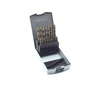 WSH-TOOLS Jeu de forets hélicoïdaux HSSE-Co5, avec affûtage de précision H6, 19 pièces conformes à la norme DIN338 + DIN1412C, découpe croisée dans une boîte en plastique.