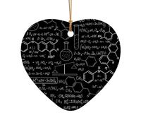 WSHFFILO Abstrait Science Chimie Imprimé Céramique Forme Pendentif Arbre de Noël Décoration en Céramique Décorations de Noël
