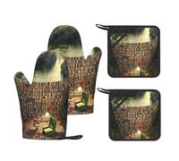 WSHFFILO Bibliothèque Bookshelf Book Printed Gants et coussinet résistants à la chaleur Gants réutilisables