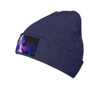 WSHFFILO Bonnet tricoté à la mode avec motifs papillons blancs et violets, bleu marine, 4-8