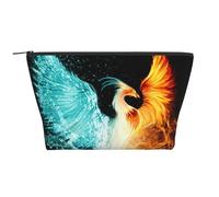 WSHFFILO Fire and Water Phoenix Sac de rangement quotidien imprimé sac de maquillage trousse de toilette de voyage sac cosmétique, Noir , Taille unique