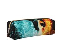 WSHFFILO Fire and Water Phoenix Trousse à crayons en cuir imprimé, doré, Taille unique, Pochette à monnaie