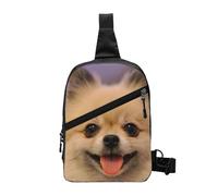 WSHFFILO Happy Short Haired Poméranian imprimé poitrine sac à dos Sling